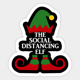 The Social Distancing Elf Matching family Christmas Sticker